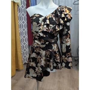 One Shoulder Asymmetrical Ruffle Top